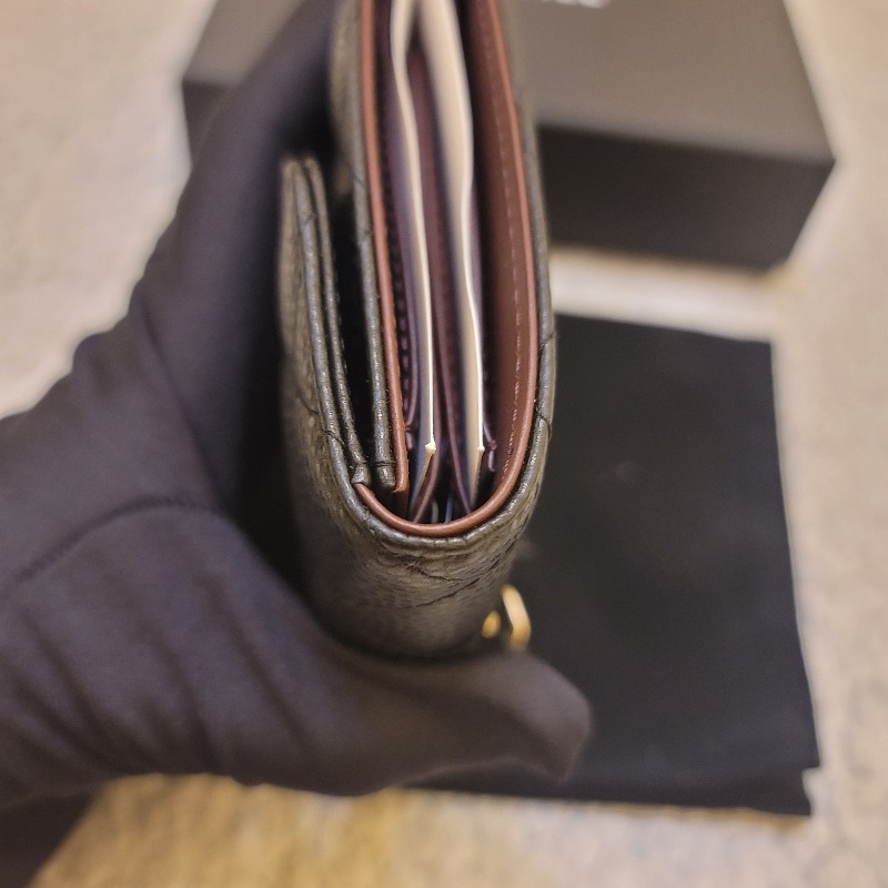 🎊七夕優惠🎊 CHANEL香奈兒 經典雙C金色LOGO菱格紋荔枝紋牛皮短夾-14