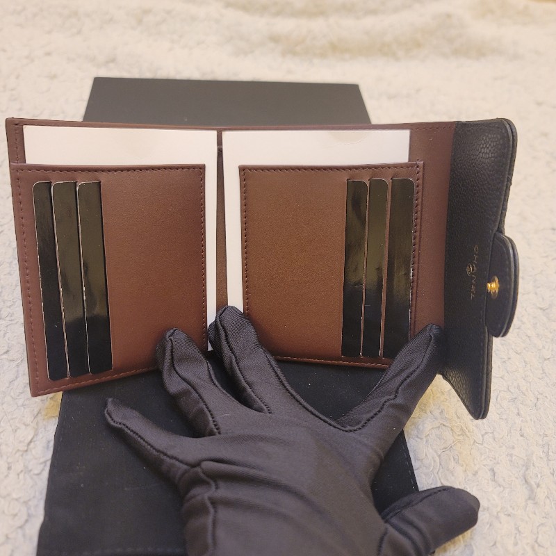 🎊七夕優惠🎊 CHANEL香奈兒 經典雙C金色LOGO菱格紋荔枝紋牛皮短夾-20