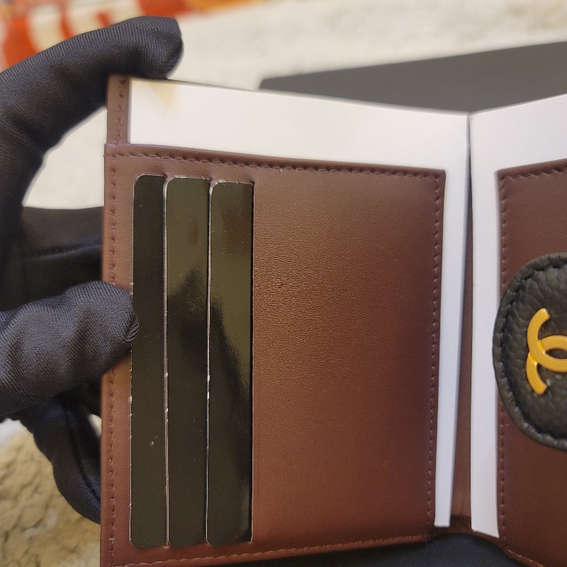 🎊七夕優惠🎊 CHANEL香奈兒 經典雙C金色LOGO菱格紋荔枝紋牛皮短夾-21