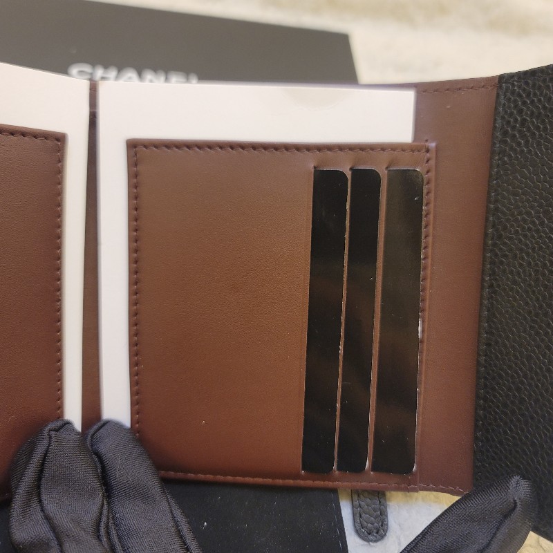 🎊七夕優惠🎊 CHANEL香奈兒 經典雙C金色LOGO菱格紋荔枝紋牛皮短夾-22