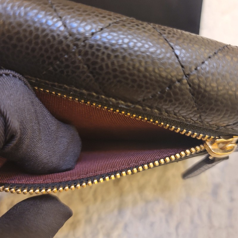 🎊七夕優惠🎊 CHANEL香奈兒 經典雙C金色LOGO菱格紋荔枝紋牛皮短夾-30