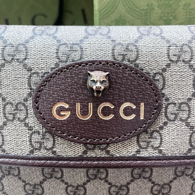 Gucci Neo Vintage GG Supreme 帆布虎頭腰包(咖啡色)-1