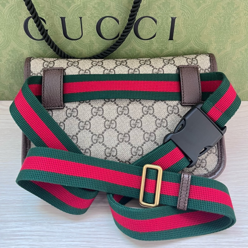 Gucci Neo Vintage GG Supreme 帆布虎頭腰包(咖啡色)-6