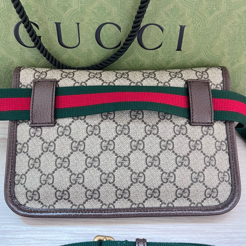 Gucci Neo Vintage GG Supreme 帆布虎頭腰包(咖啡色)-7