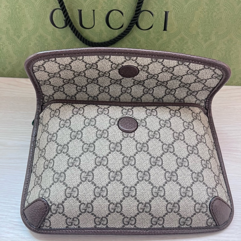 Gucci Neo Vintage GG Supreme 帆布虎頭腰包(咖啡色)-9