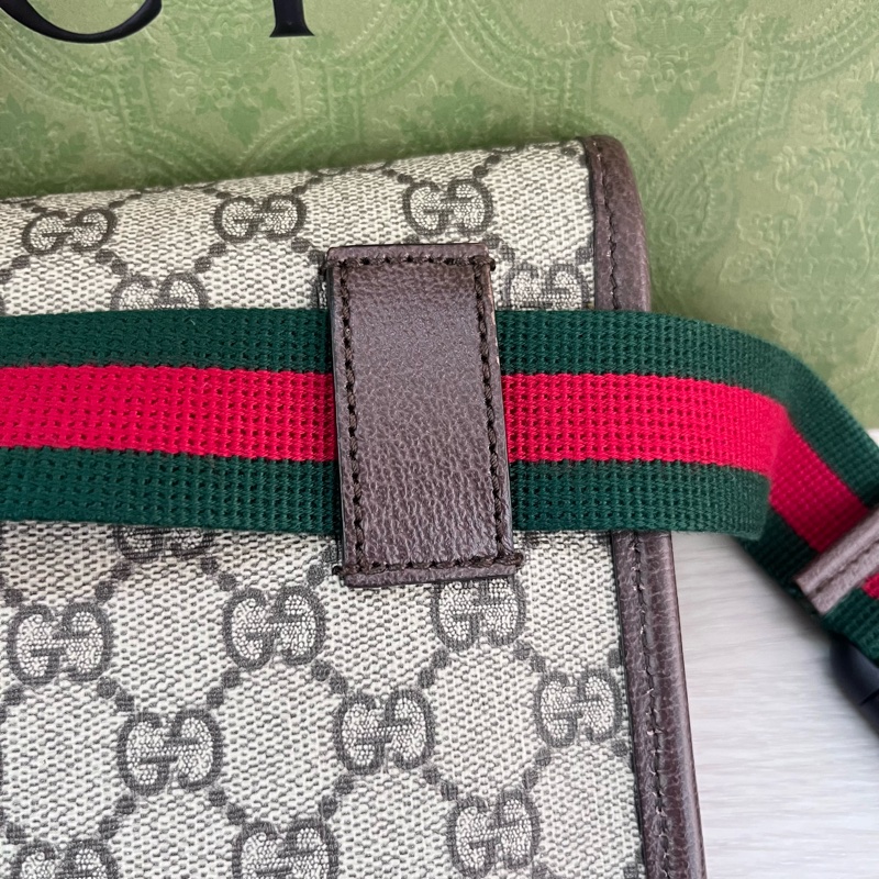 Gucci Neo Vintage GG Supreme 帆布虎頭腰包(咖啡色)-17