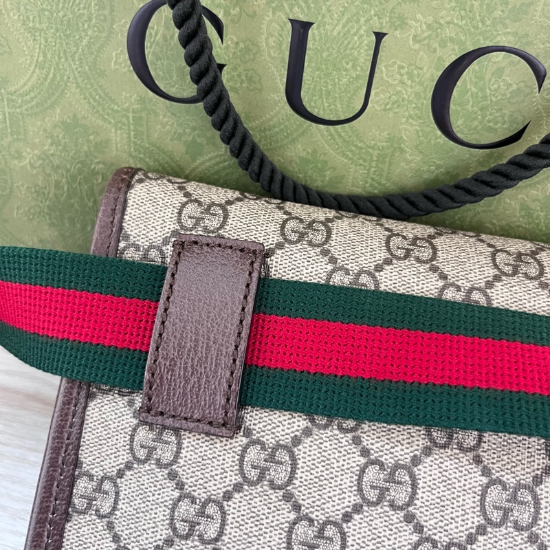 Gucci Neo Vintage GG Supreme 帆布虎頭腰包(咖啡色)-18