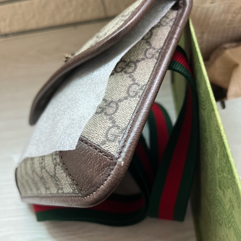 Gucci Neo Vintage GG Supreme 帆布虎頭腰包(咖啡色)-22