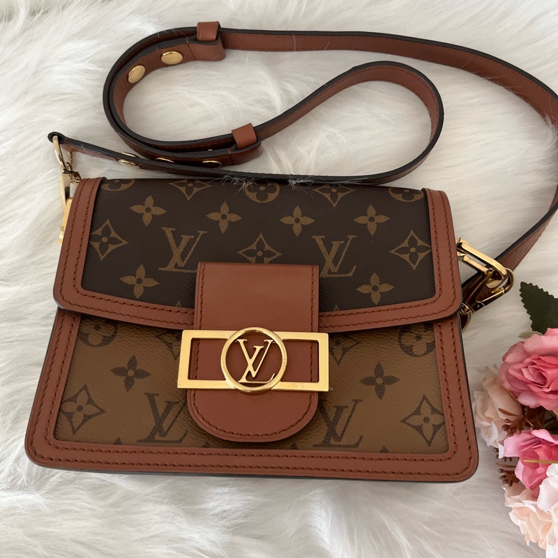 （特定客人已訂）LV M44580 DAUPHINE系列帆Reverse皮革飾邊帆布肩斜背包-5