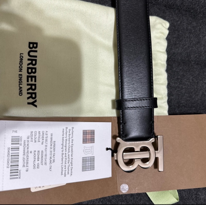 Burberry 35mm 黑銀牛皮皮帶-2