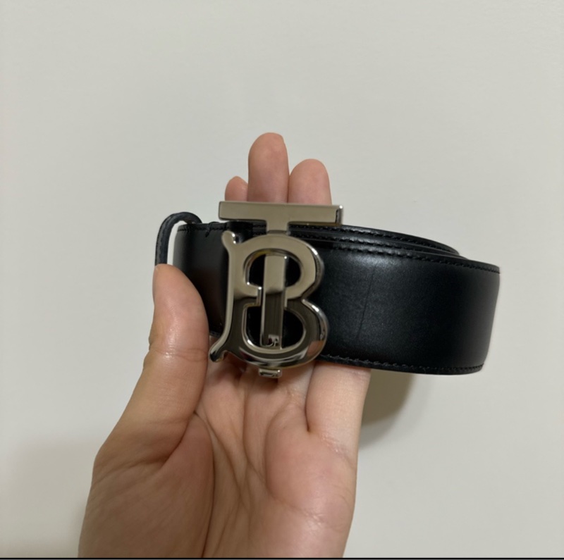 Burberry 35mm 黑銀牛皮皮帶-3