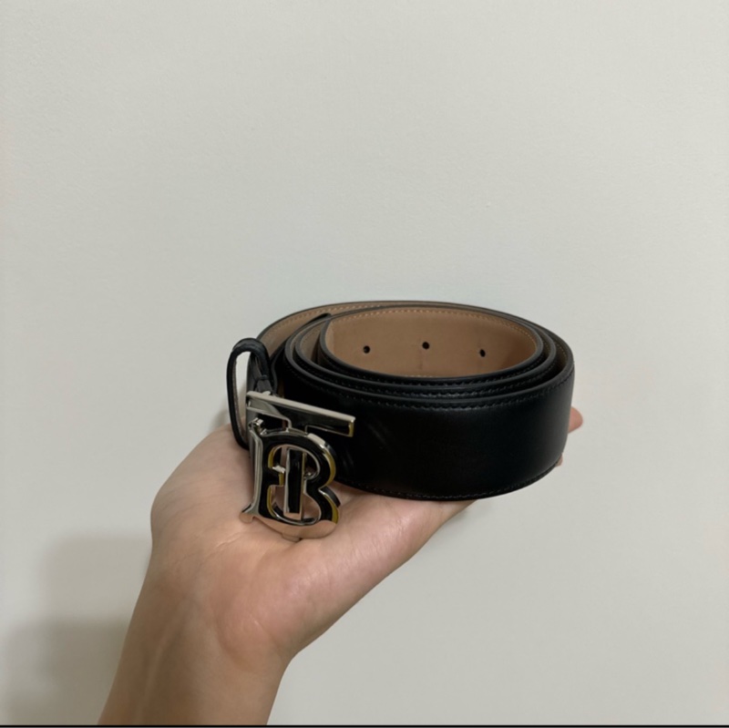 Burberry 35mm 黑銀牛皮皮帶-4