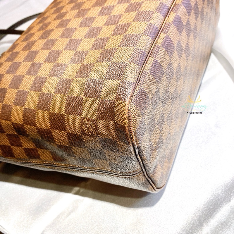 Louis Vuitton LV Neverfull MM 咖啡格紋 托特包 購物包 雙肩包-7
