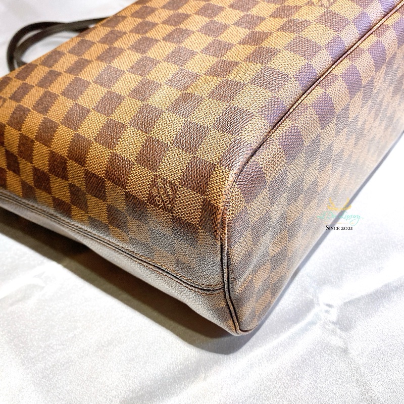 Louis Vuitton LV Neverfull MM 咖啡格紋 托特包 購物包 雙肩包-9
