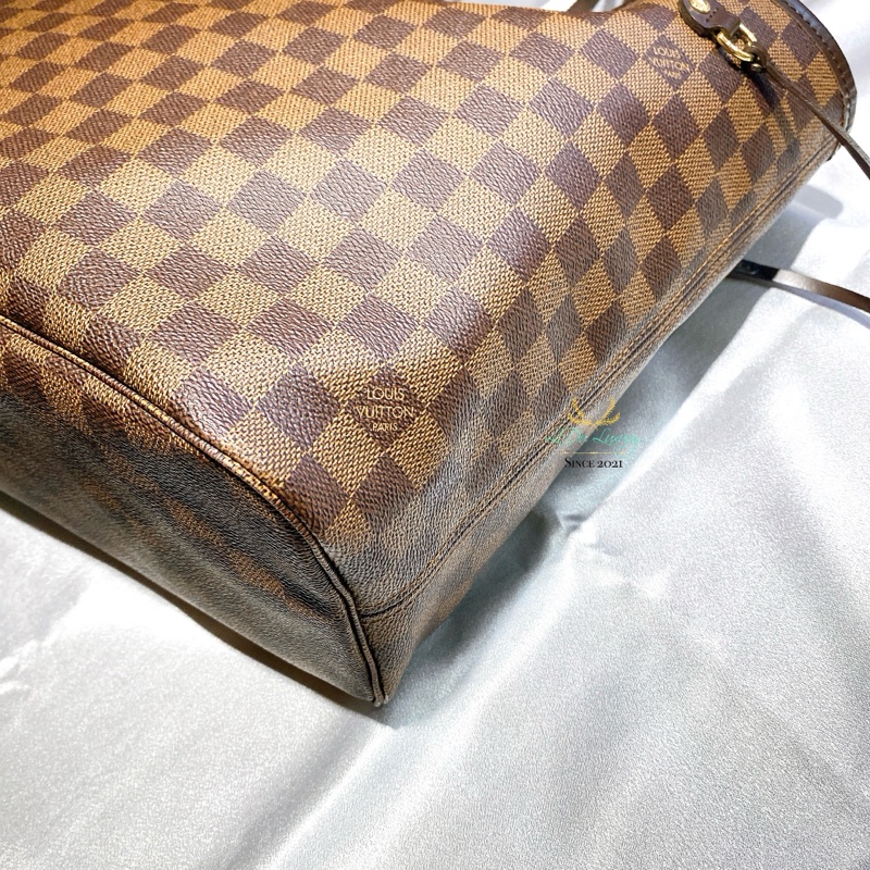Louis Vuitton LV Neverfull MM 咖啡格紋 托特包 購物包 雙肩包-10