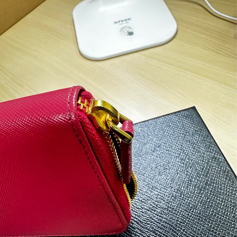 Prada Saffiano 1M1183 防刮牛皮 L型拉鍊長夾 -玫瑰桃粉色系-23