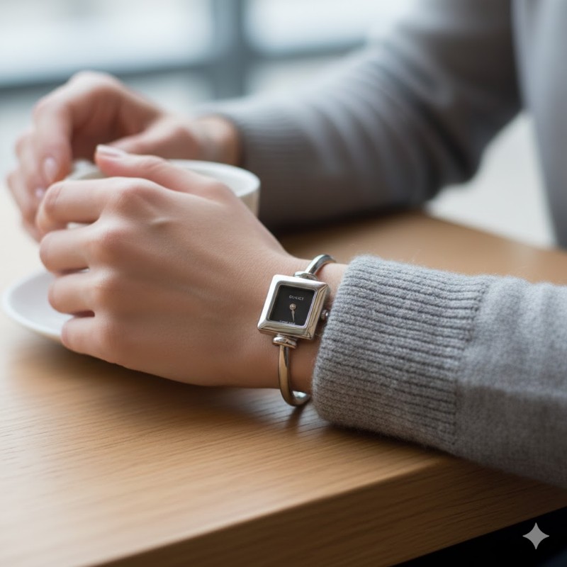 Gucci 方形簡約黑色經典腕錶-10