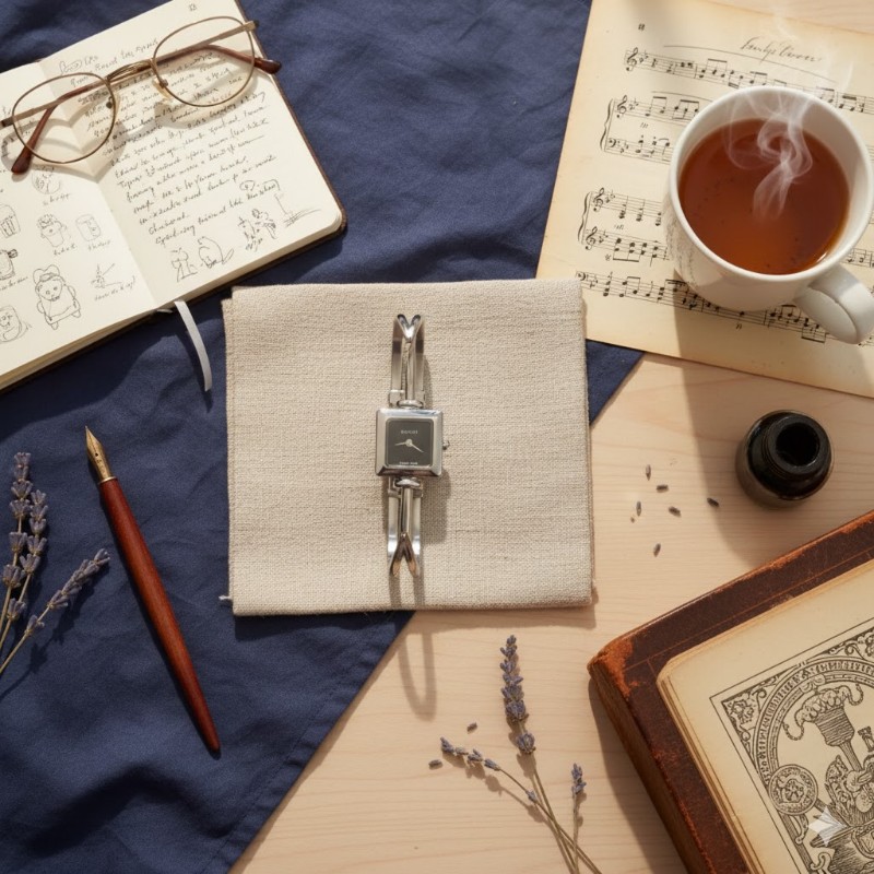 Gucci 方形簡約黑色經典腕錶-12