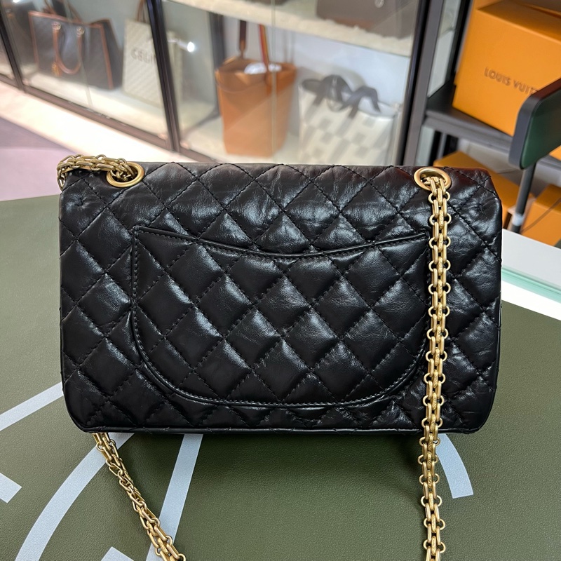 Chanel 2.55系列 黑金 24cm 油蠟皮🖤-1