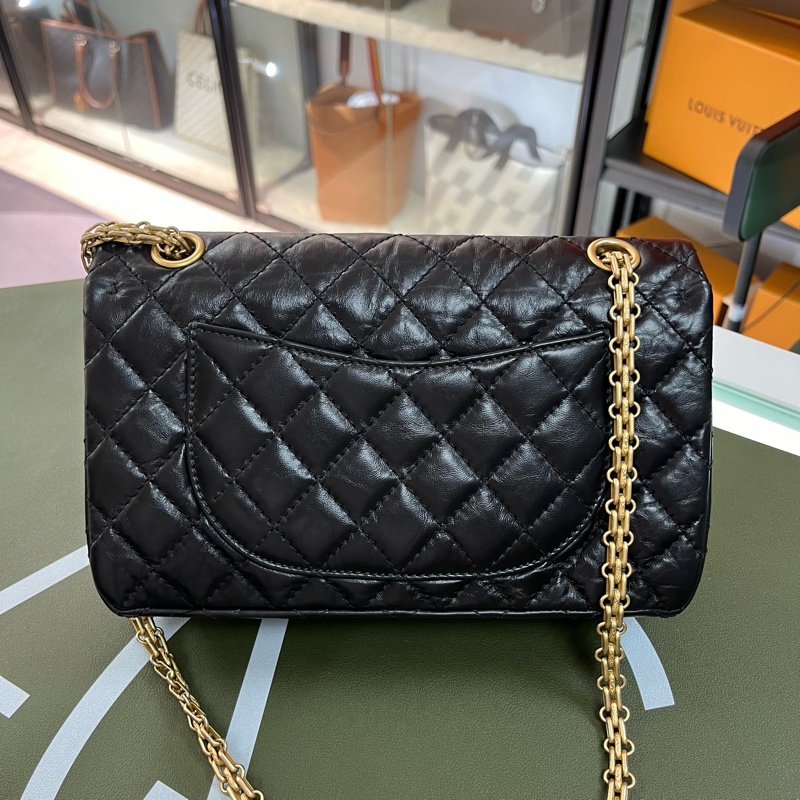 Chanel 2.55系列 黑金 24cm 油蠟皮🖤-2