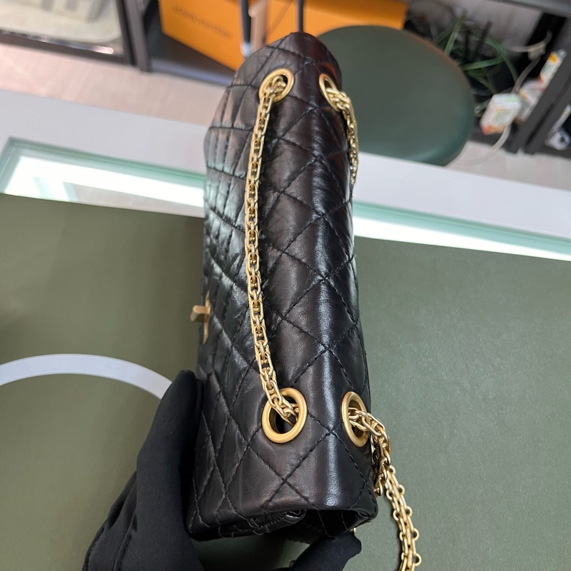 Chanel 2.55系列 黑金 24cm 油蠟皮🖤-4