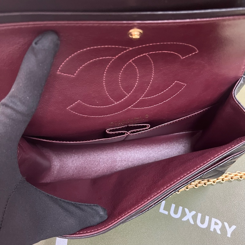 Chanel 2.55系列 黑金 24cm 油蠟皮🖤-9