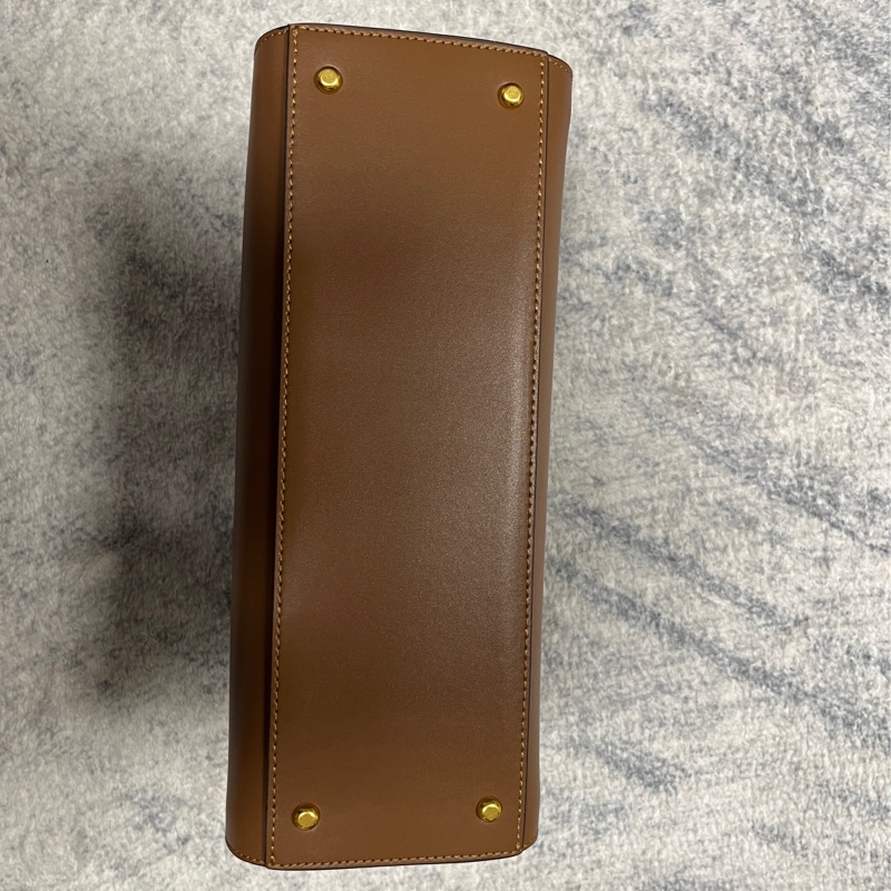 TORY BURCH Eleanor T字母飾拼麂皮手提/斜背托特包(棕色)-8