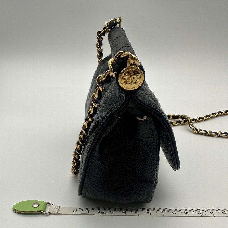 CHANEL 香奈兒 全新 黑色福袋包 貝殼包 斜背包 小廢包 掀蓋 芯片款-4