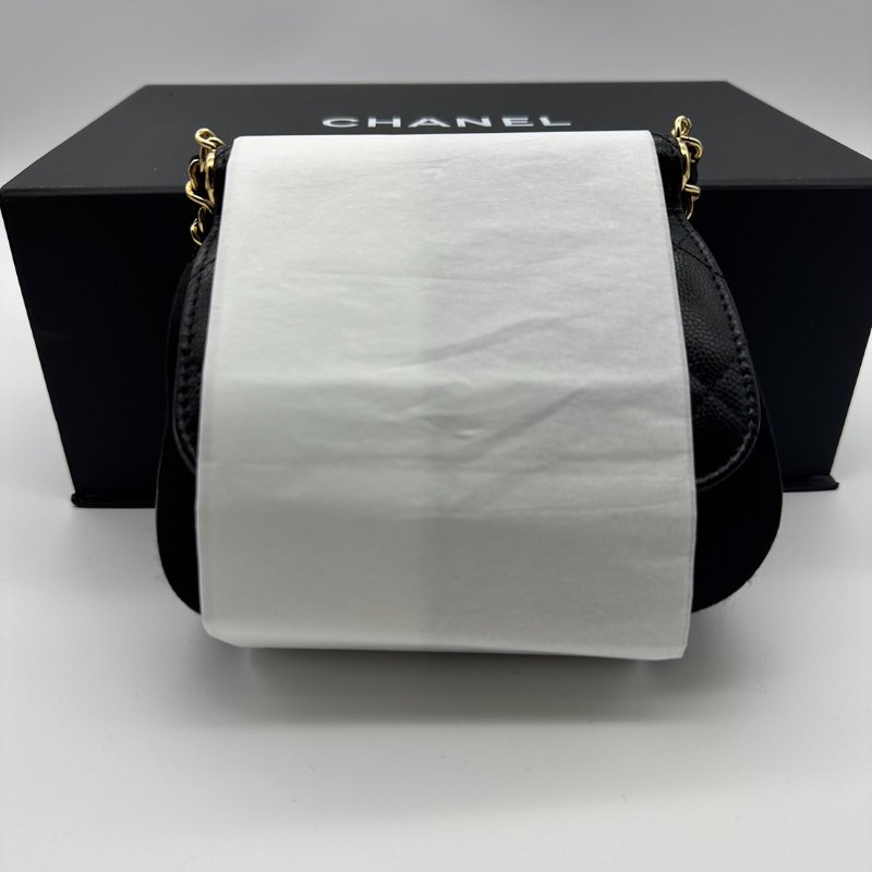 CHANEL 香奈兒 全新 黑色福袋包 貝殼包 斜背包 小廢包 掀蓋 芯片款-6