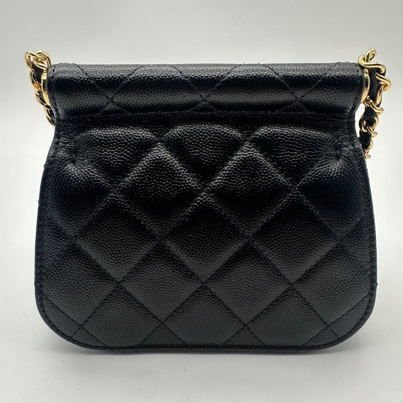 CHANEL 香奈兒 全新 黑色福袋包 貝殼包 斜背包 小廢包 掀蓋 芯片款-8