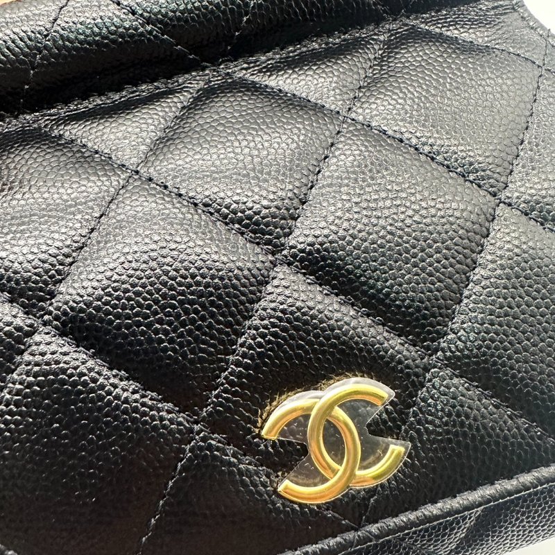 CHANEL 香奈兒 全新 黑色福袋包 貝殼包 斜背包 小廢包 掀蓋 芯片款-10