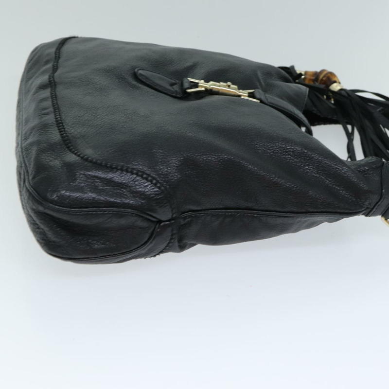 【日本直送】GUCCI 竹子 Jackie 單肩包皮革黑色 223929 正品 79722-2