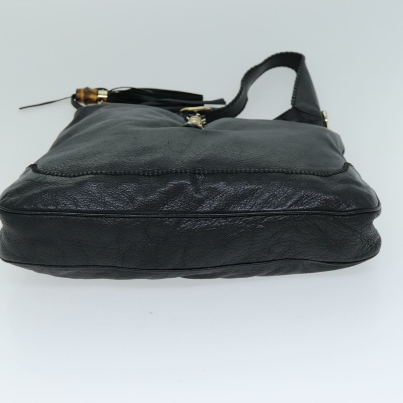 【日本直送】GUCCI 竹子 Jackie 單肩包皮革黑色 223929 正品 79722-4