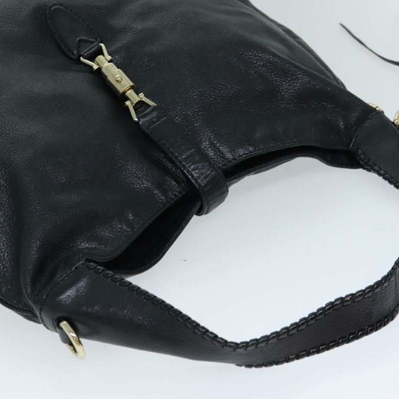 【日本直送】GUCCI 竹子 Jackie 單肩包皮革黑色 223929 正品 79722-5
