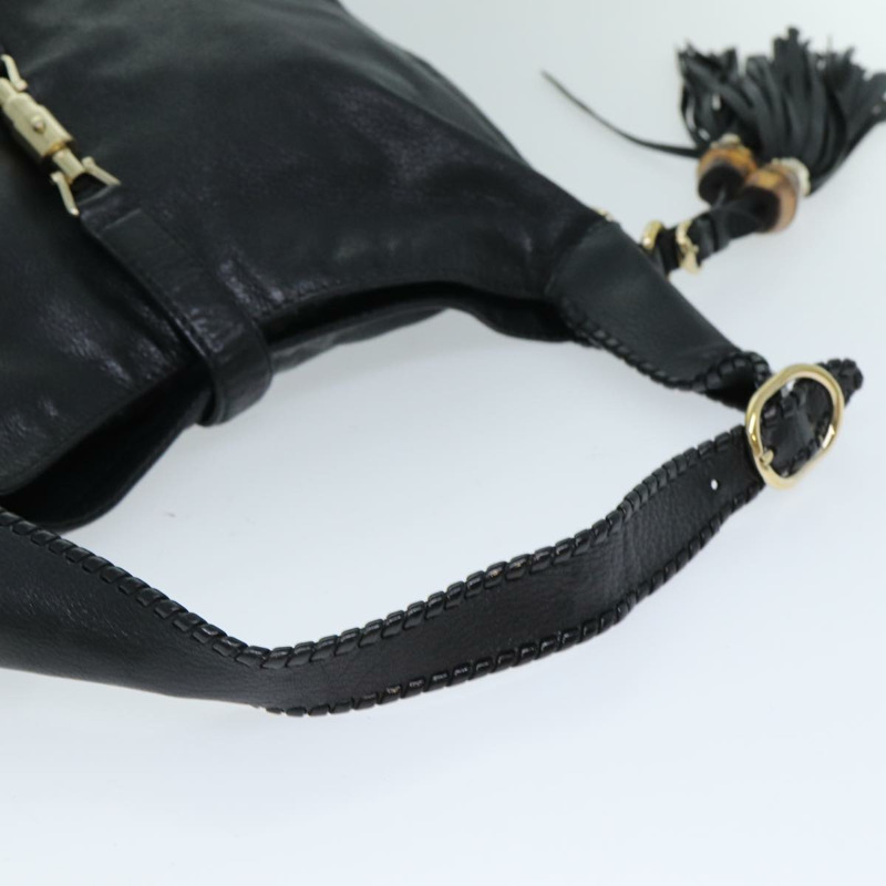 【日本直送】GUCCI 竹子 Jackie 單肩包皮革黑色 223929 正品 79722-6
