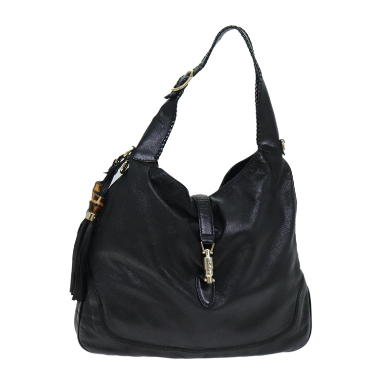 【日本直送】GUCCI 竹子 Jackie 單肩包皮革黑色 223929 正品 79722-12