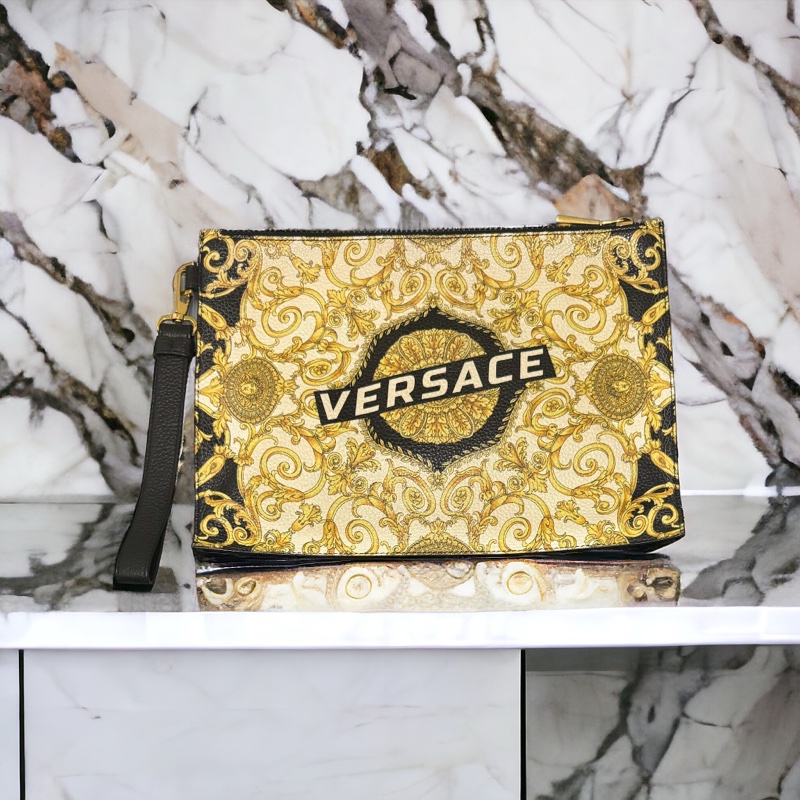 🙏求變現🙏VERSACE 范思哲 凡賽斯 皮革 巴洛克印花 手拿包 二手正品-1