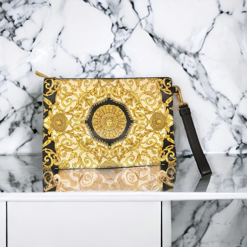 🙏求變現🙏VERSACE 范思哲 凡賽斯 皮革 巴洛克印花 手拿包 二手正品-2