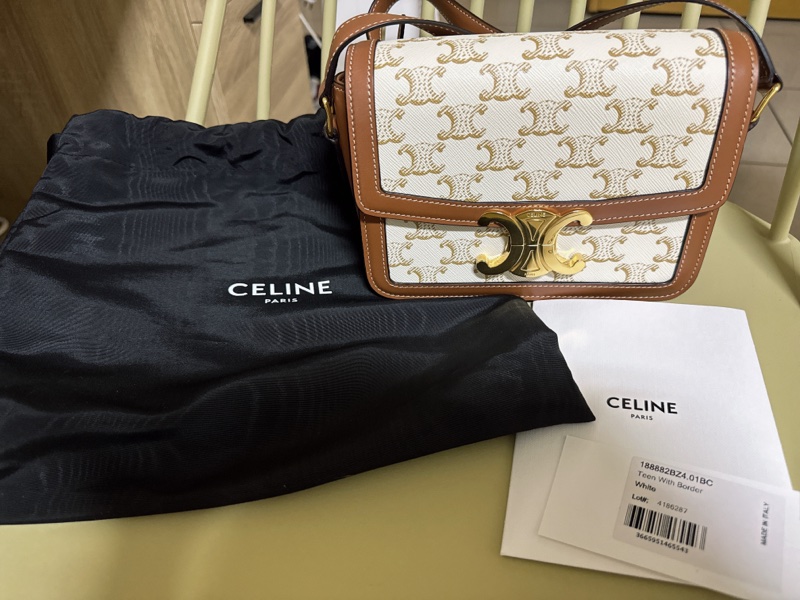 CELINE 標誌印花及牛皮TEEN TRIOMPHE凱旋門手袋-8