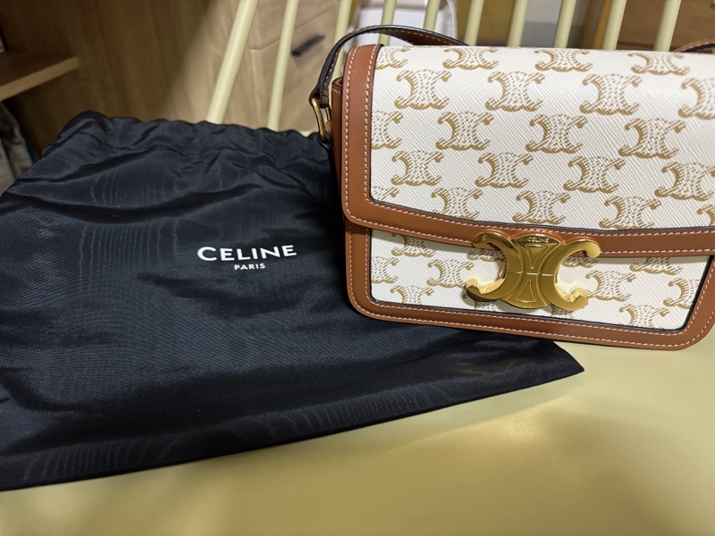 CELINE 標誌印花及牛皮TEEN TRIOMPHE凱旋門手袋-9