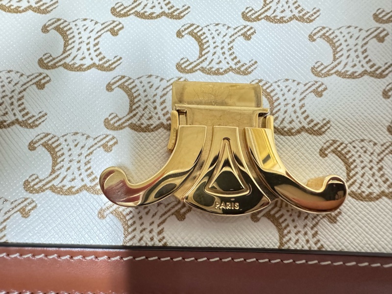 CELINE 標誌印花及牛皮TEEN TRIOMPHE凱旋門手袋-23