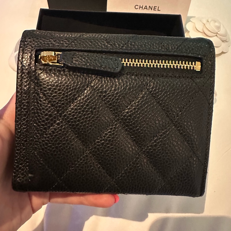 💖Chanel 經典荔枝紋 三折皮夾/短夾💖 全新全配 法國製-8