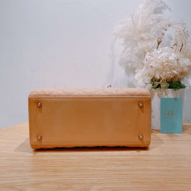 CHRISTINA DIOR 迪奧經典淑女菱格漆皮肩帶包包LADY DIOR MEDIUM PATENT-4