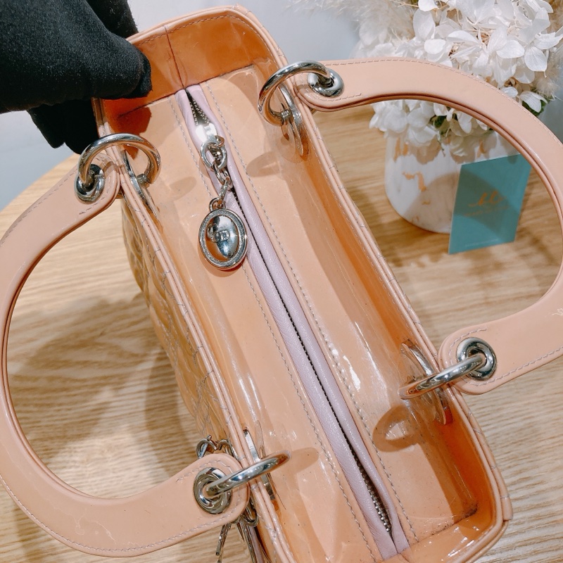 CHRISTINA DIOR 迪奧經典淑女菱格漆皮肩帶包包LADY DIOR MEDIUM PATENT-9