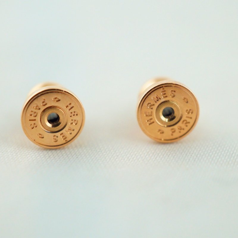 Hermes 愛馬仕 Mini Pop H 焦糖色玫瑰金 耳環 耳針-9