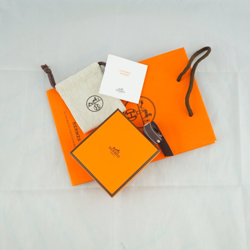 Hermes 愛馬仕 Mini Pop H 焦糖色玫瑰金 耳環 耳針-11