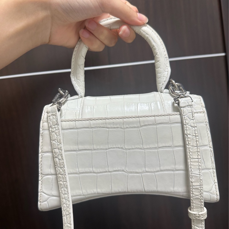 Balenciaga 巴黎世家 沙漏包xs 鱷魚皮 白-7
