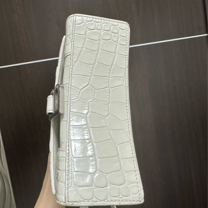 Balenciaga 巴黎世家 沙漏包xs 鱷魚皮 白-8
