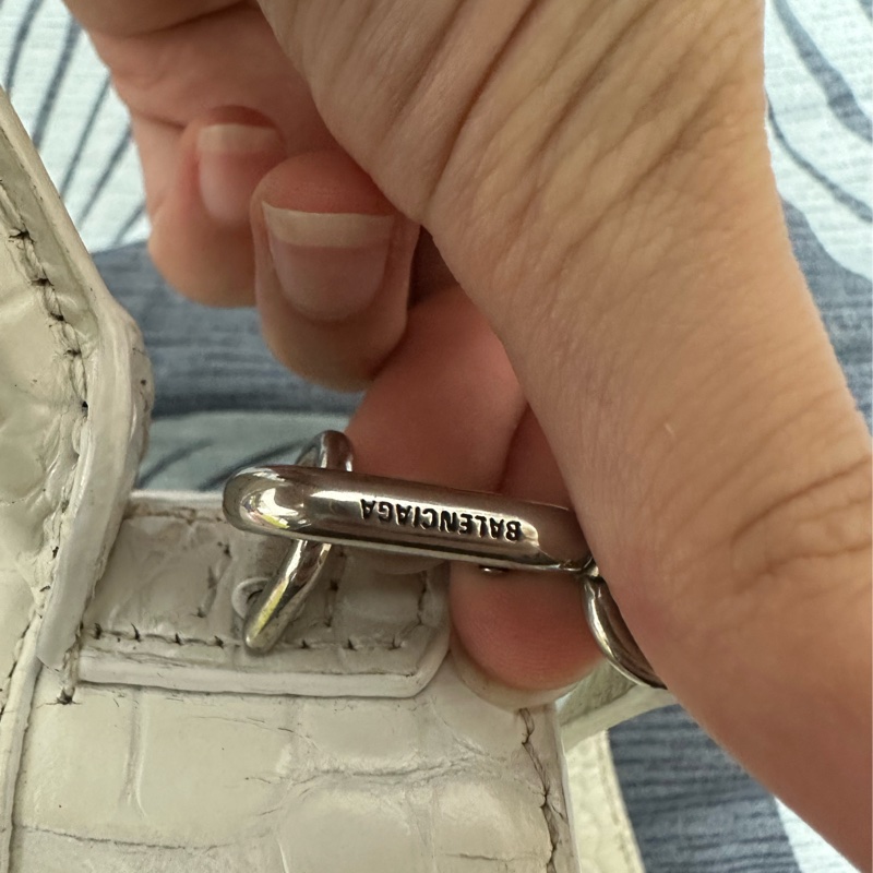 Balenciaga 巴黎世家 沙漏包xs 鱷魚皮 白-14