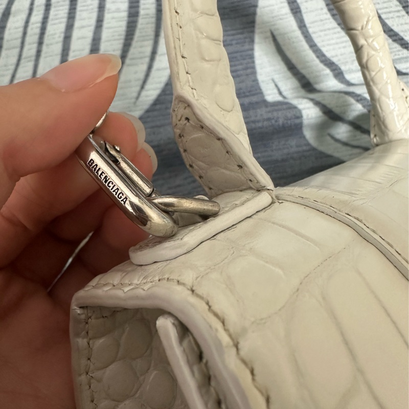 Balenciaga 巴黎世家 沙漏包xs 鱷魚皮 白-15